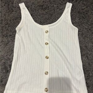 Women's White Button-Down Tank Top